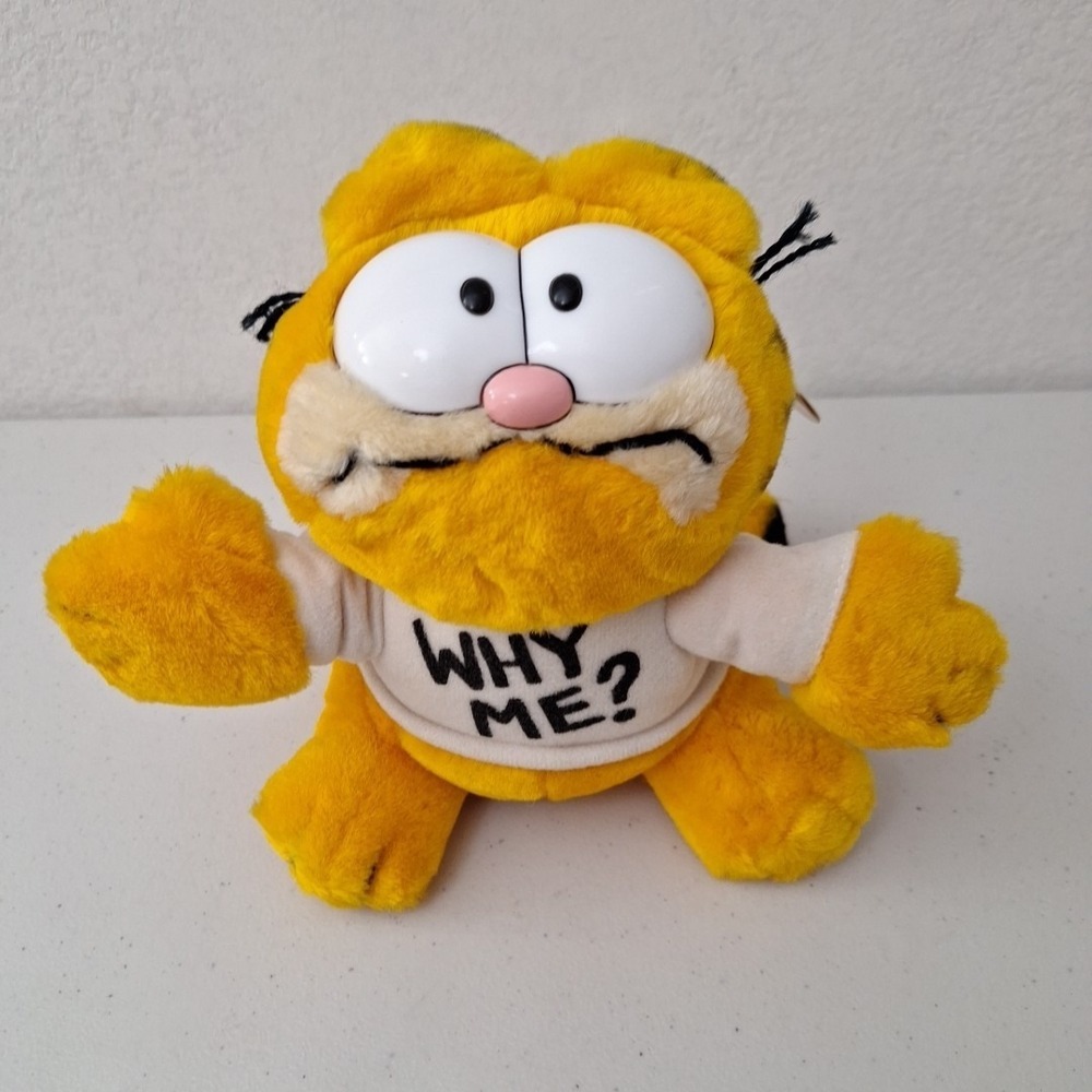 Vintage 1981 DAKIN Garfield The Cat "WHY ME?" Plush Stuffed Animal Toy 8" NWT